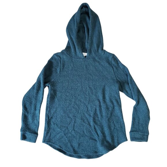 Loft Womens Teal Textured Knit Hoodie Sweater Size M Fall Layering Outdoor - Picture 1 of 5